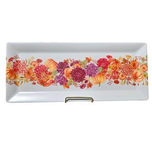 Pumpkin Autumnal Print Design Large Rectangular Melamine Serving Tray  19in x 8i